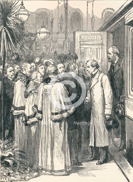 Lord Beaconsfield and Lord Salisbury at Charing Cross Railway Station, 1896. Artist: Unknown