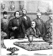 Lord Beaconsfield at a banquet in the Guildhall, late 19th century, (1900). Artist: Swain