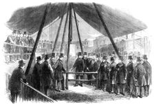 Lord Berners laying the foundation-stone of the Agricultural Hall, Islington, 1861. Creator: Unknown