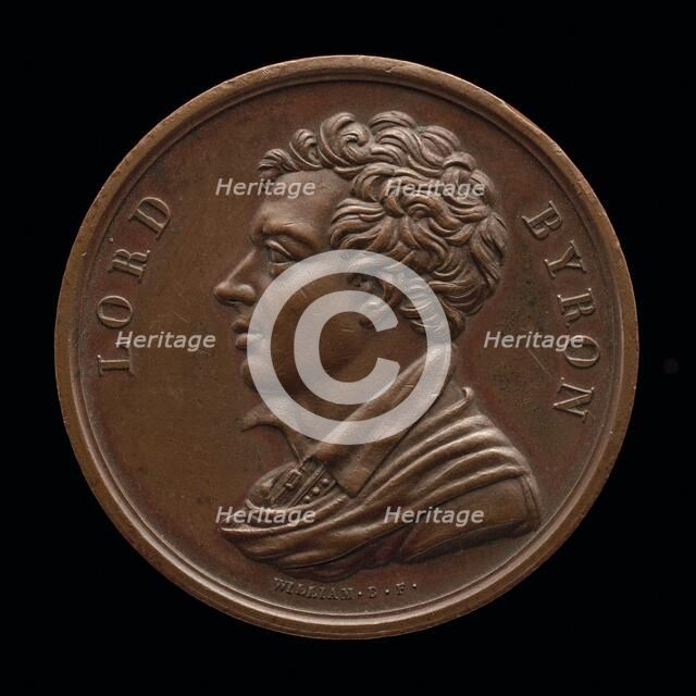 Lord Byron, 1788-1824, Poet [obverse], 1824. Creator: William Binfield.