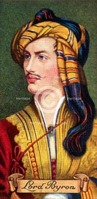 Lord Byron, taken from a series of cigarette cards, 1935. Artist: Unknown