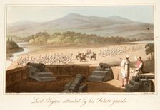 Lord Byron attended by his Suliote Guards, pub. 1825. Creator: Robert Seymour (1798 - 1836)