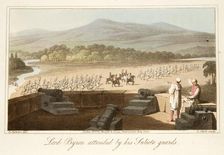 Lord Byron attended by his Suliote Guards, pub. 1825. Creator: Robert Seymour (1798 - 1836)