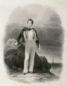 Lord Byron, English Romantic poet, 1809. Creator: E Finden