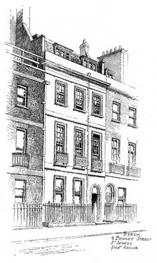 Lord Byron's house, 4 Bennet Street, St James London, 1912. Artist: Frederick Adcock