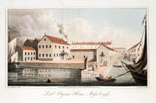 Lord Byron's House at Missolonghi, pub. 1825. Creator: Robert Seymour (1798 - 1836)