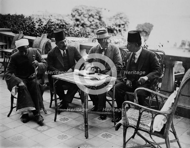 Lord Carnarvon with Egyptian officials, Luxor, Egypt, 1922. Creator: Harry Burton.