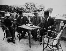 Lord Carnarvon with Egyptian officials, Luxor, Egypt, 1922. Creator: Harry Burton