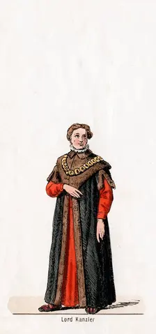 Lord chancellor, costume design for Shakespeare's play, Henry VIII, 19th century