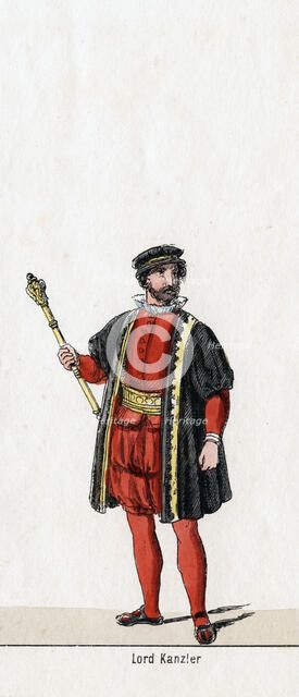 Lord Chancellor, costume design for Shakespeare's play, Henry VIII, 19th century. Artist: Unknown