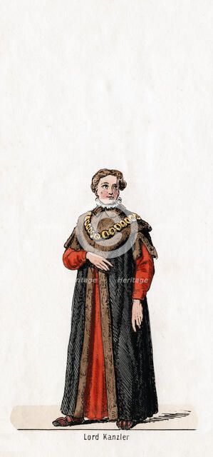 Lord chancellor, costume design for Shakespeare's play, Henry VIII, 19th century. Artist: Unknown