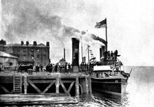 Lord Charles Beresford's party at Portsmouth: M.P.s...en route for Whale Island, 1898. Creator: Russell & Sons