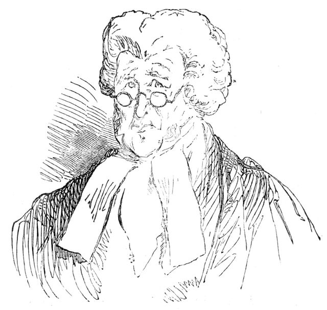Lord Chief Justice Campbell, from a pen-and-ink sketch, 1856.  Creator: Unknown.