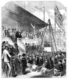 Lord Derby laying the first stone of the Seamen Orphan Institution, Liverpool, 1871. Creator: Unknown