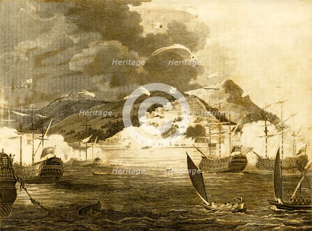 'Lord Exmouth's Fleet bombarding the City of Algiers', 1816. Creator: Unknown.