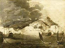 Lord Exmouth's Fleet bombarding the City of Algiers 1816. Creator: Unknown