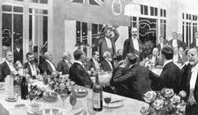 Lord Grey replying to the toast of the evening at the Dominion Day Banquet at the White City, 1909. Creator: Amedee Forestier