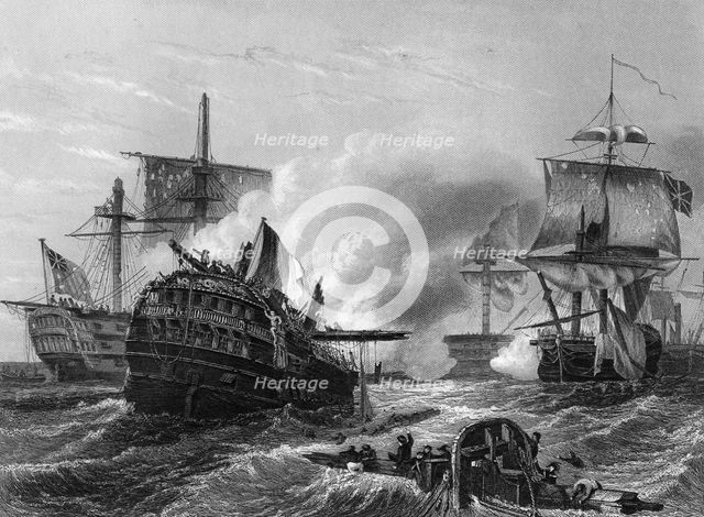 Lord Howe's victory over the French, 1st June 1794, (c1857). Artist: J Rogers