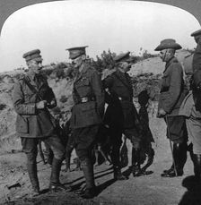 Lord Kichener reviews the situation at Gallipolli with ANZAC officers, World War I, 1915-1916.Artist: Realistic Travels Publishers