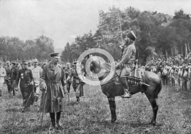 Lord Kitchener inspecting Algerian troops, France, World War I, 16 August 1915. Artist: Unknown