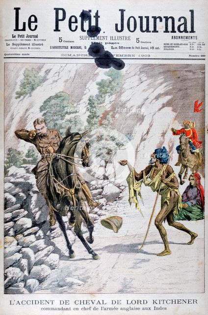 Lord Kitchener's horse accident, India, 1903. Artist: Unknown