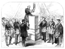 Lord Leigh laying the foundation-stone for the extension of the Queen's Hospital at Birmingham, 1871 Creator: Unknown