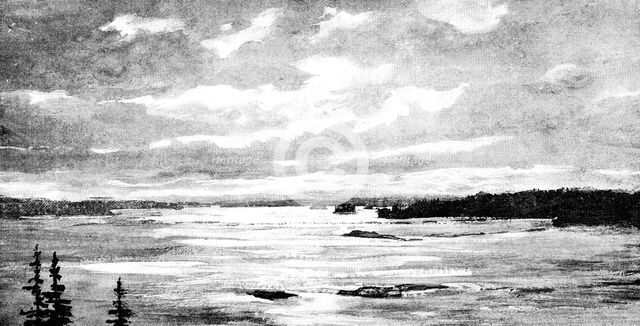 Lord Lonsdale’s travels in the Arctic regions of North America: view on the Mackenzie River, 1890. Creator: Unknown.