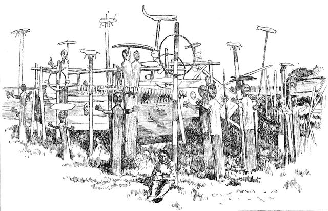 Lord Lonsdale’s travels in the Arctic regions: Esquimaux cemetery, Noumachock, Alaska, 1890. Creator: Unknown.