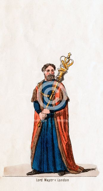 Lord Mayor of London, costume design for Shakespeare's play, Henry VIII, 19th century. Artist: Unknown