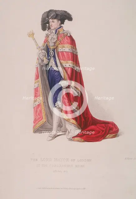 Lord Mayor of London, John Thomas Thorp, dressed for a royal coronation, 1821. Artist: Henry Meyer