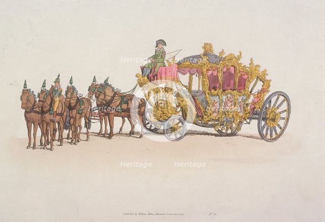 Lord Mayor's Coach pulled by a team of six horses, 1805. Artist: Anon