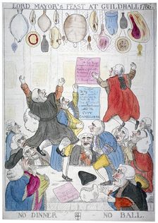Lord Mayor's feast at Guildhall, 1786, no dinner - no ball 1786. Artist: Anon