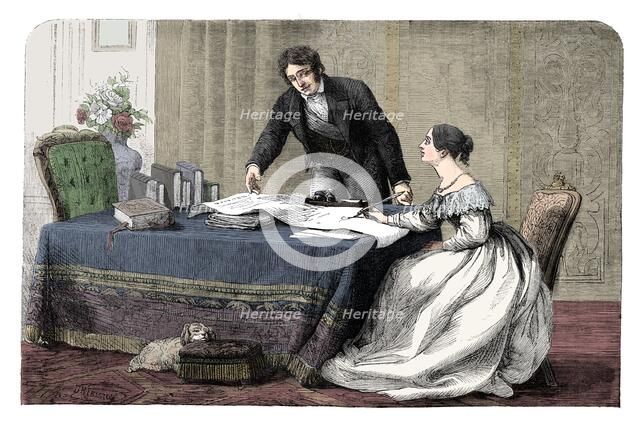 Lord Melbourne (1779-1848) instructing a young Queen Victoria 1819-1901), 1837 (c1895). Artist: Unknown.