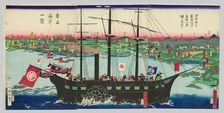 Lord Minamoto Yoritomo Captures Takadate Castle in His Conquest of Mutsu Province (Minamot..., 1868. Creator: Utagawa Kuniteru