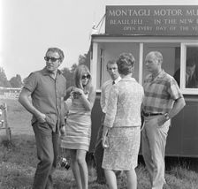 Lord Montagu with Peter Sellers and Britt Ekland at Beaulieu 1966. Creator: Unknown
