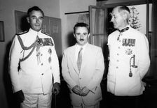 Lord Mountbatten (1900-1979), Viceroy of India, with Moshe Sharett (1894-1965), PM of Israel, 1952. Creator: Unknown