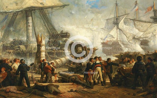 Lord Nelson at the Battle of Trafalgar, 1878. Creator: Schaefels, Hendrik Frans (1827-1904).