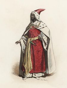 Lord of the Court of Ethiopia, in the modern age, color engraving 1870
