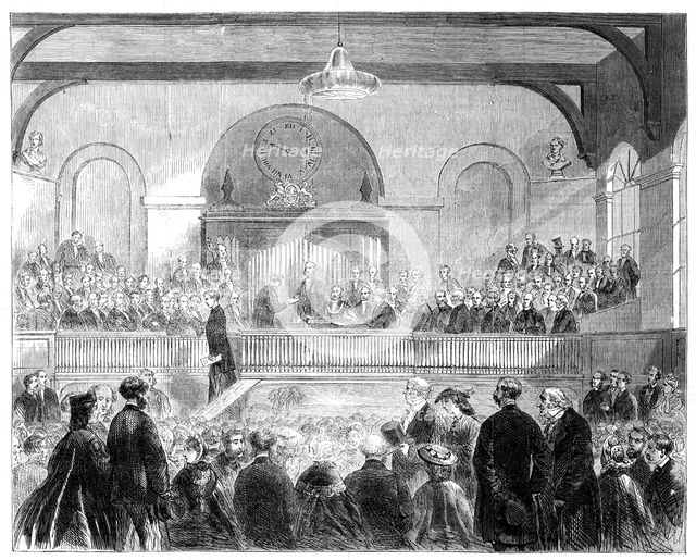 Lord Palmerston distributing certificates to the successful candidates in the recent Oxford..., 1861 Creator: Unknown.