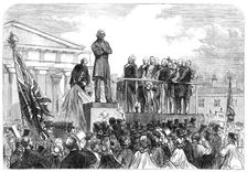 Lord Palmerston inaugurating the statue of the late Sir G. C. Lewis at Hereford, 1864. Creator: Unknown