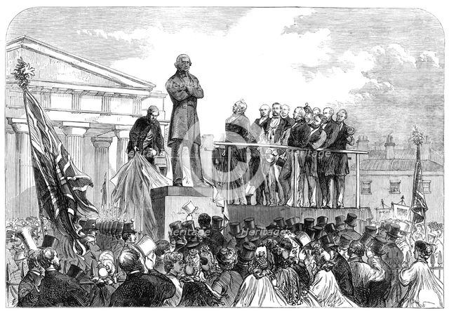 Lord Palmerston inaugurating the statue of the late Sir G. C. Lewis at Hereford, 1864. Creator: Unknown.