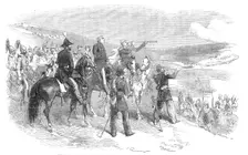 Lord Raglan and General Canrobert visiting the French Outposts opposite Sebastopol, 1854. Creator: Unknown