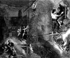 "Lord Riverdale's Repentance": George rescuing his grandfather, drawn by A. Hunt, 1862. Creator: Mason Jackson