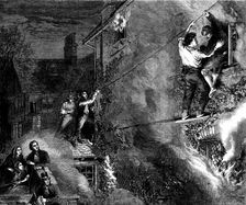 "Lord Riverdale's Repentance": George rescuing his grandfather, drawn by A. Hunt, 1862. Creator: Mason Jackson