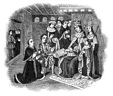 Lord Rivers and Caxton before Edward IV, 15th century, (1910)