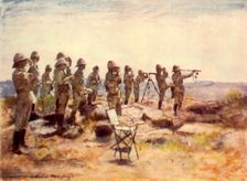 Lord Roberts and Staff Watching the Battle of Osfontein 1900, (1901). Creator: Mortimer L Menpes