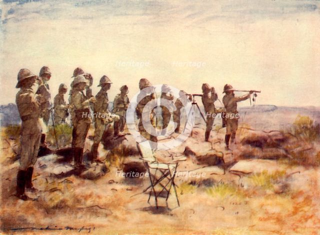 'Lord Roberts and Staff Watching the Battle of Osfontein', 1900, (1901). Creator: Mortimer L Menpes.