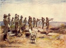 Lord Roberts and Staff Watching the Battle of Osfontein 1900, (1901). Creator: Mortimer L Menpes