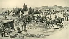 Lord Roberts and Staff Starting for a Reconnaissance from Headquarters at Smaldeel (1901). Creator: Samuel Begg