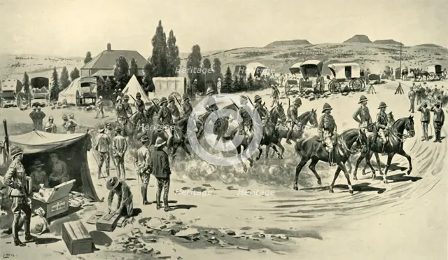 'Lord Roberts and Staff Starting for a Reconnaissance from Headquarters at Smaldeel', (1901).  Creator: Samuel Begg.